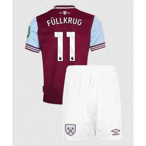 Otroški Nogometni dresi West Ham United Niclas Fullkrug #11 Domači 2024-25 Kratek Rokav (+ Kratke hlače)